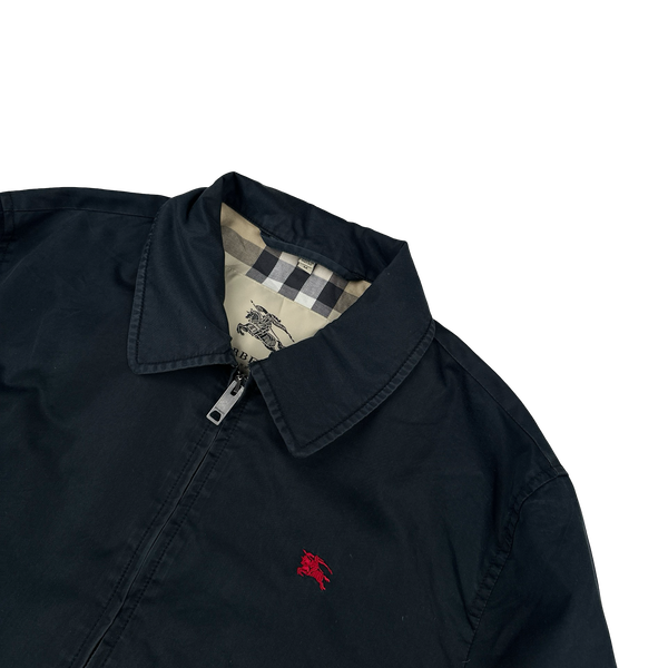 Burberry Nova Check Lined Black Harrington Jacket - Medium