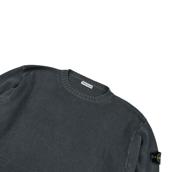 Stone Island 1999 Vintage Grey Cotton Knit Crewneck Jumper - XL