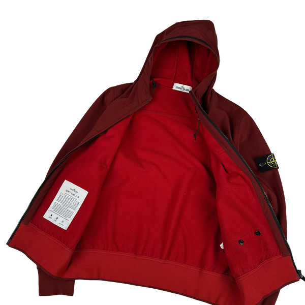 Stone Island 2012 Red Fleece Lined Soft Shell R Jacket - Large