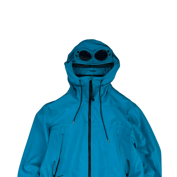 CP Company Blue Soft Shell R Goggle Hooded Zipped Jacket - XXL