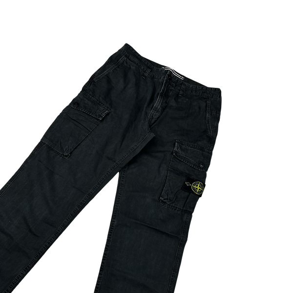 Stone Island 2021 Slim Fit Black Cargo Trousers - 32"