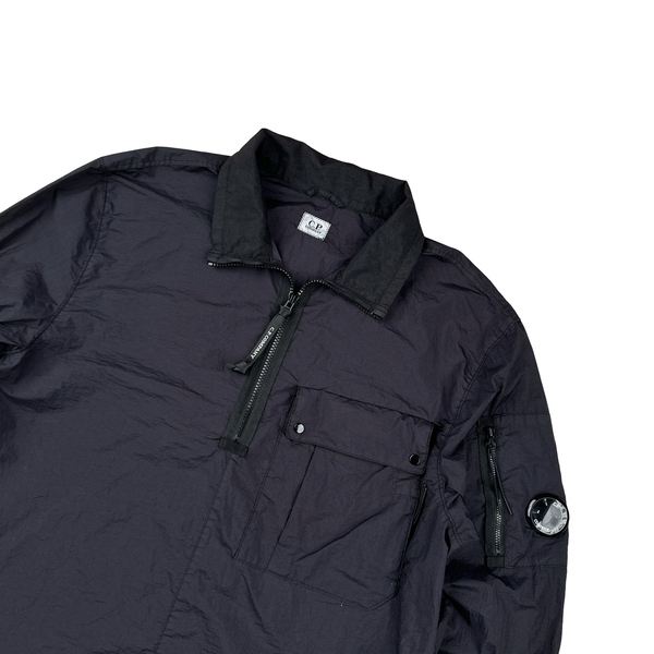 CP Company Nylon Quater Zip Navy Overshirt - Medium