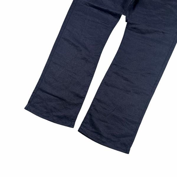 Stone Island 2009 Relaxed Fit Lino Flax Navy Cotton Trousers - XXL