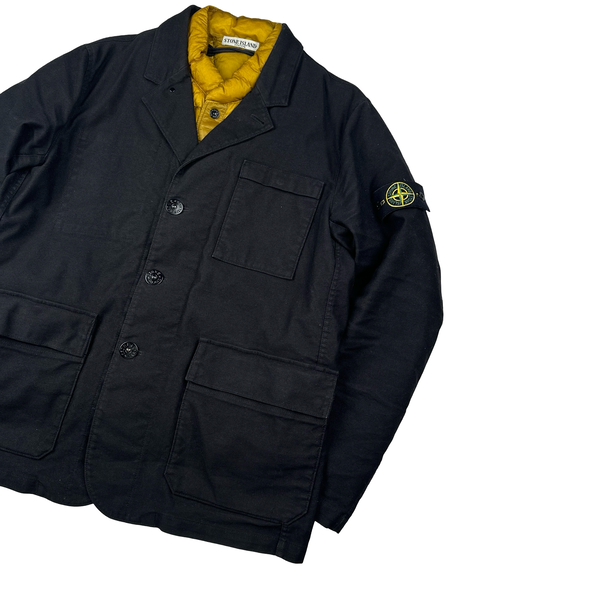 Stone Island 2011 Black Mil Spec Diagonal Wool Dutch Rope Liner Buttoned Jacket - XL