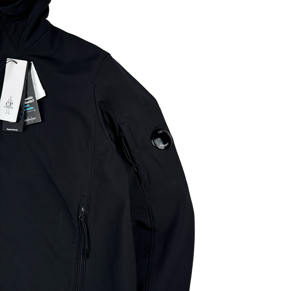 CP Company Black Soft Shell R Goggle Hooded Zipped Jacket - XXL