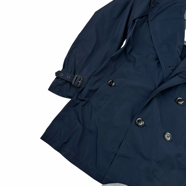 Burberry Brit Navy Nova Check Lined Trench Coat - Medium