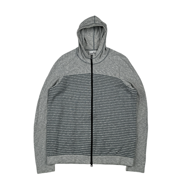 Stone Island 2017 Blue Marl Marina Cotton Lightweight Knit Zipped Hoodie - Small
