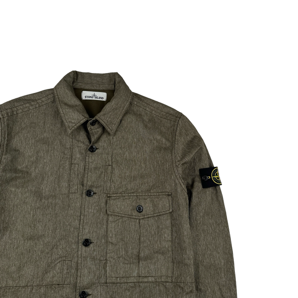 Stone Island 2014 Khaki Resin Coated Cotton Overshirt - Large