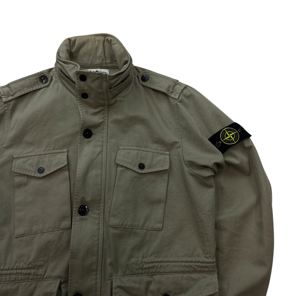 Stone Island Beige Structured Cotton Multipocket Field Jacket - Large
