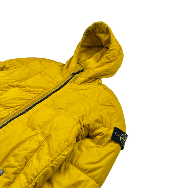 Stone Island 2018 Yellow Down Filled Crinkle Puffer Jacket - Medium