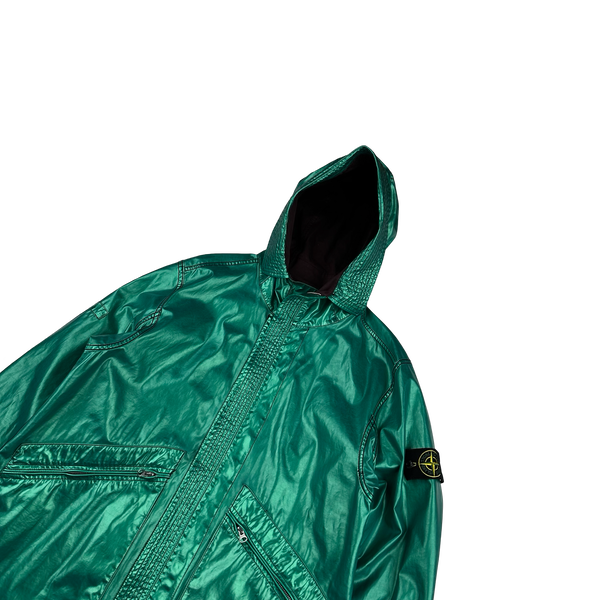 Stone Island 2015 Reversible Green Spaceman Raso Gommato Jacket - Large