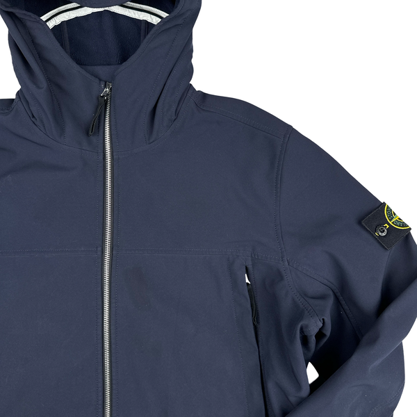Stone Island Navy Soft Shell E Dye Hooded Jacket - XL