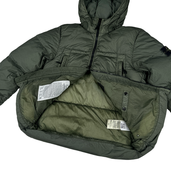 Stone Island 2020 Moss Green Crinkle Reps Puffer Jacket - Small