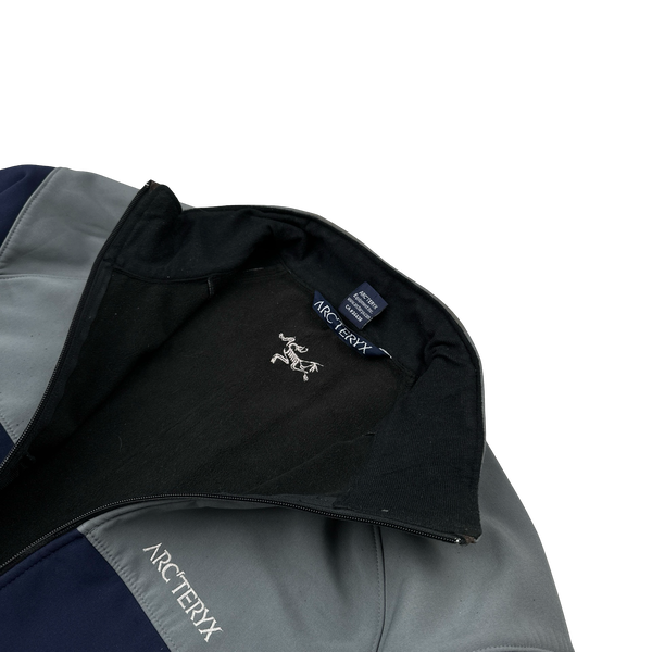 Arcteryx Navy Colour Block Soft Shell Thick Fleece Lined Zipped Jacket - Medium