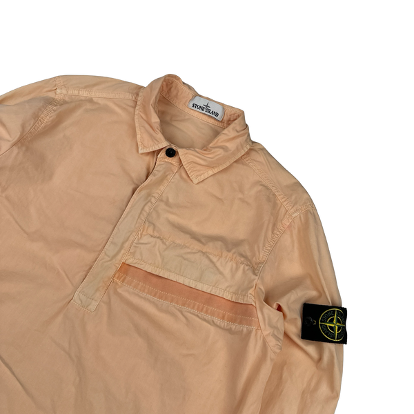 Stone Island 2018 Peach Cotton Pullover Smock Overshirt - Large