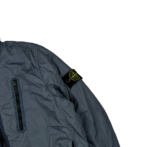 Stone Island 2022 Blue Crinkle R-NY Garment Dyed Jacket - Medium