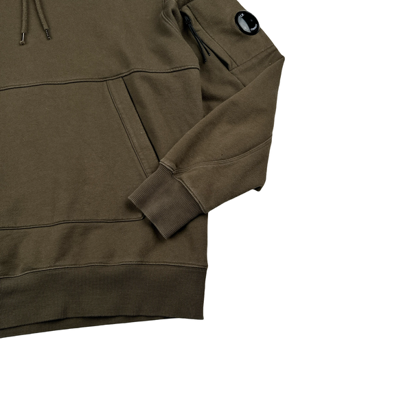 CP Company Khaki Cotton Lens View Hoodie - Large