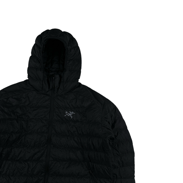 Arcteryx Black Down Filled Zipped Hooded Jacket - Large