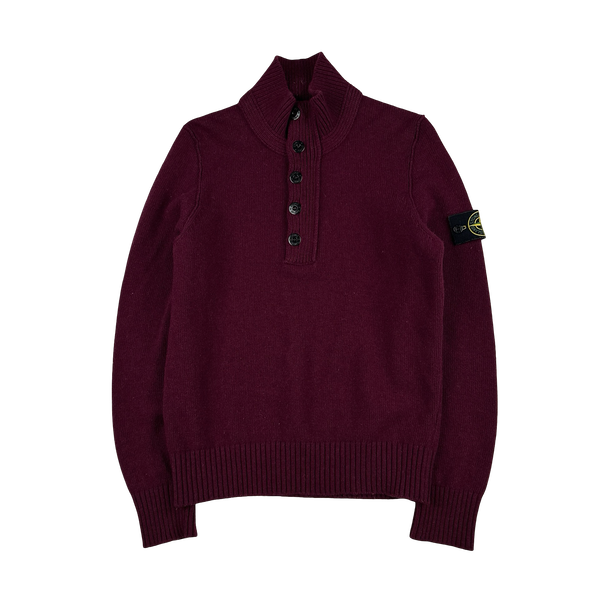 Stone Island 2017 Dark Red High Neck Knitted Jumper - Small