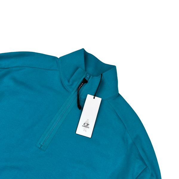 CP Company Blue Cotton Lens Viewer Quarter Zip Pullover - Large