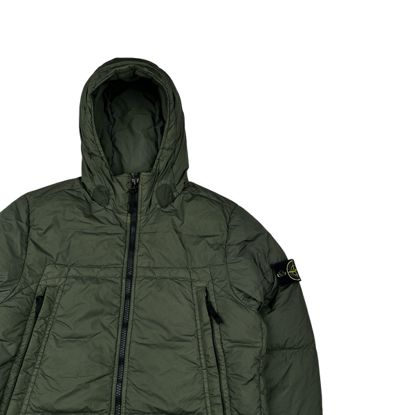 Stone Island 2020 Khaki Crinkle Reps Puffer Jacket - Small