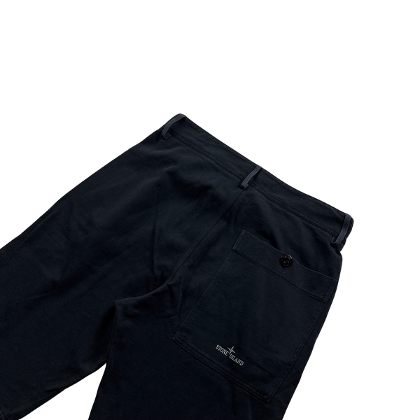 Stone Island 2010 Navy Spellout Cotton Jogger Shorts - Small