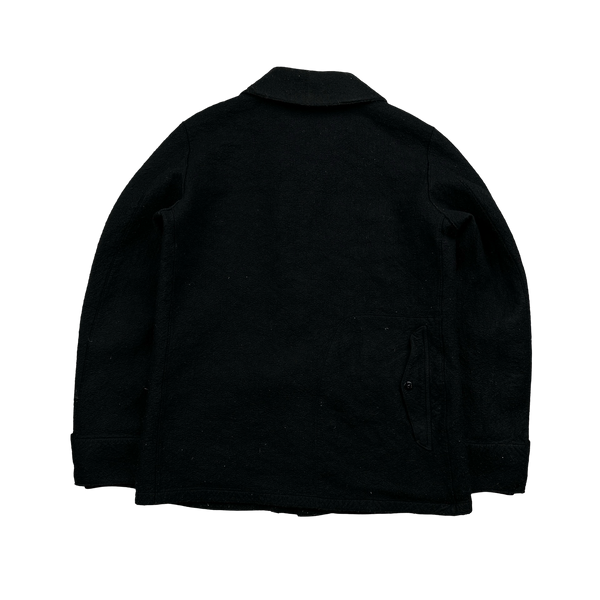 Stone Island 2004 Black Mottled Wool Multipocketed Collared Jacket - Large