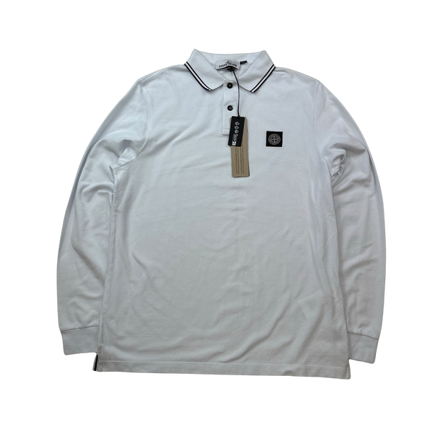 White stone island polo long sleeve clearance