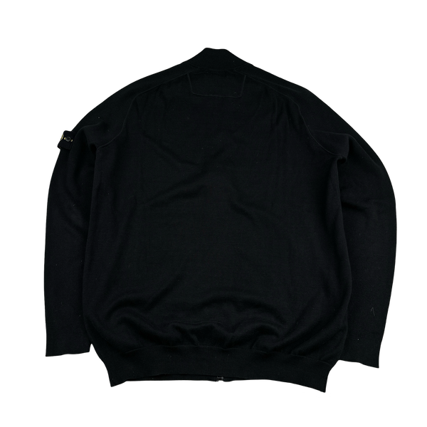Stone Island Black Cotton Knit Zipped High Neck Jumper - 3XL