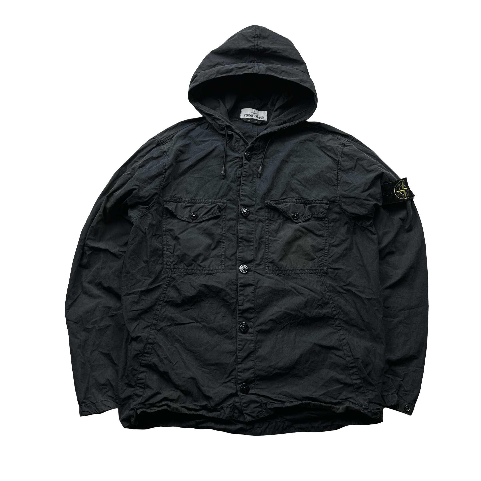 Stone Island 2019 Black Buttoned Hooded Overshirt - Medium – Mat's