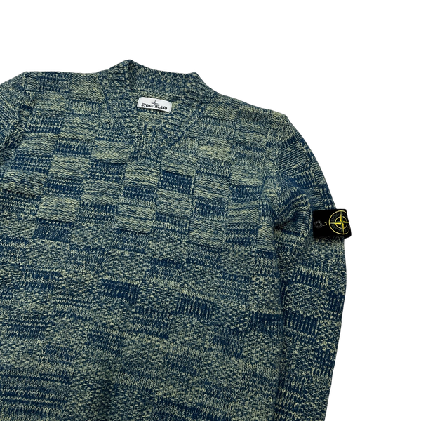 Stone Island 2017 Rare Wool Blend Knitted V-Neck Jumper - Large