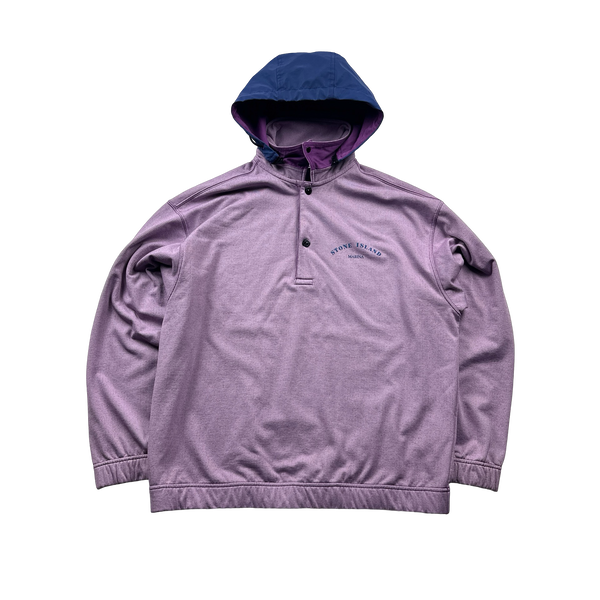 Stone Island Purple Marina Spellout Reflective Hood Jumper - Medium