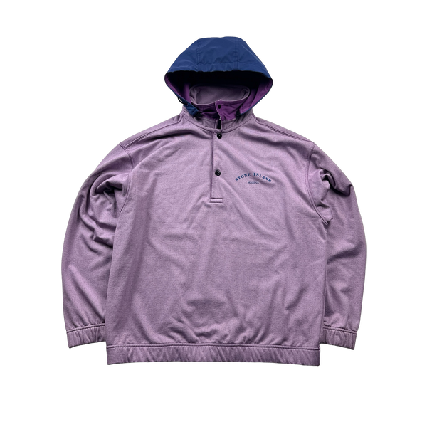 Stone Island Purple Marina Spellout Reflective Hood Jumper Medium