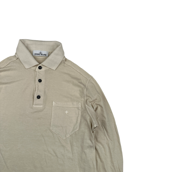 Stone Island 2018 Beige Compass Longsleeve Polo Shirt - Medium