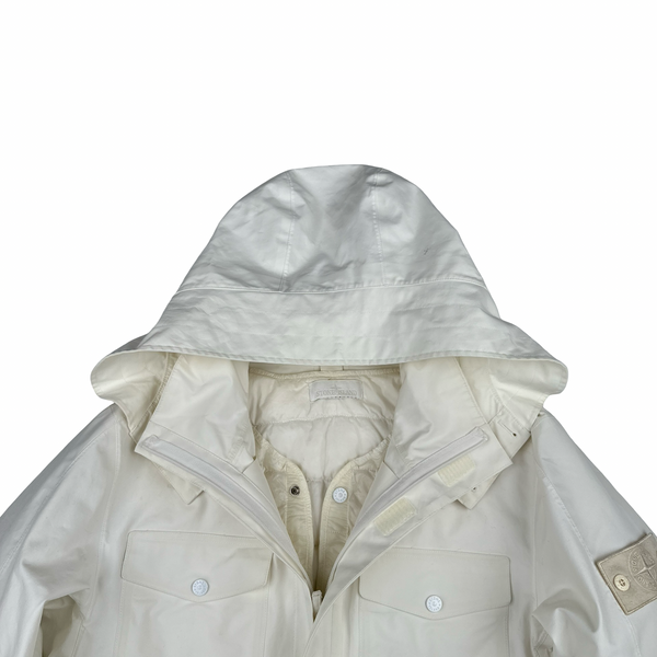 Stone Island 2017 Waterproof Down Lined White Ghost Tank Shield Jacket - Large
