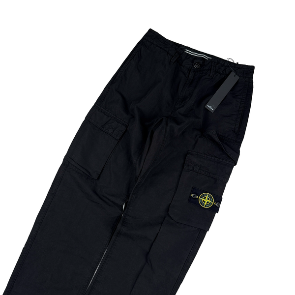 Stone Island 2022 Black Cotton Cargo Trousers - 29"
