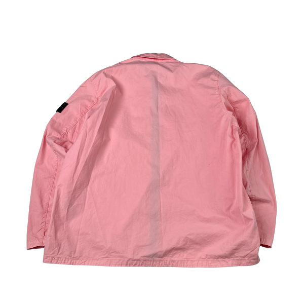 Stone Island 2023 Pink Supima Cotton Twill Zipped Overshirt - 3XL