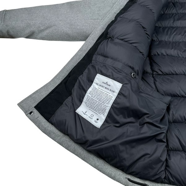 Stone Island 2014 Grey Ice Wool Blend Down Field Jacket - XXL