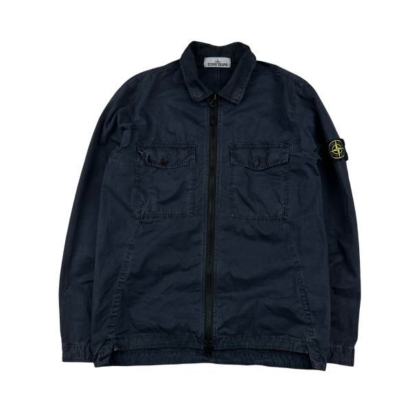 Stone Island 2019 Navy Cotton Zipped Overshirt - Small