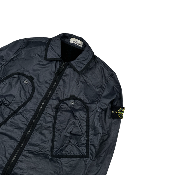 Stone Island 2020 Black Lamy Flock Zipped Overshirt - Small