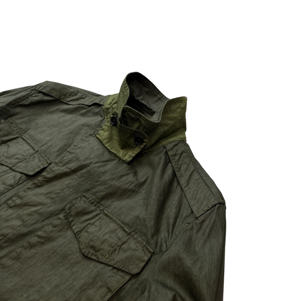 CP Company Green Lino Flax Multi Pocket Field Jacket - XL
