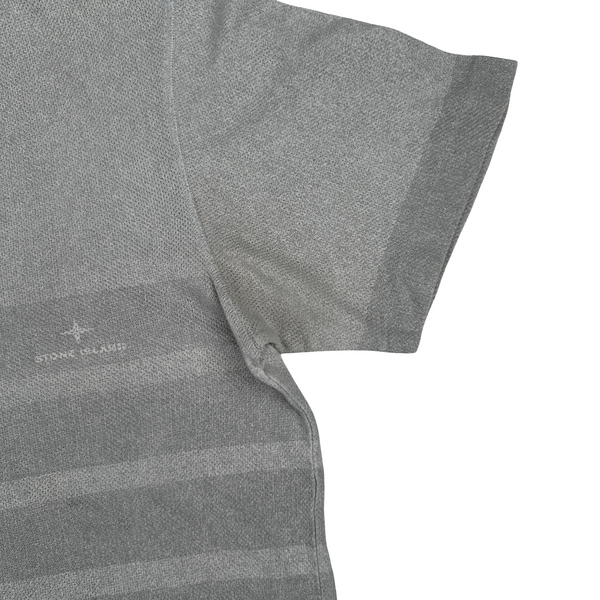 Stone Island Vintage Grey Striped Crewneck Spellout T Shirt - Large