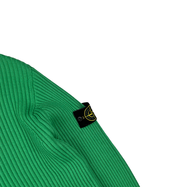 Stone Island 2021 Green Ribbed Wool Crewneck - Large
