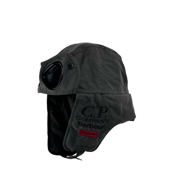 CP Company x Barbour Grey Waxed Google Trapper Hat