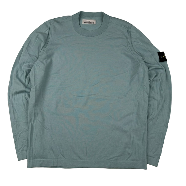 Stone Island Light Blue Lightweight Knitted Crewneck - Large