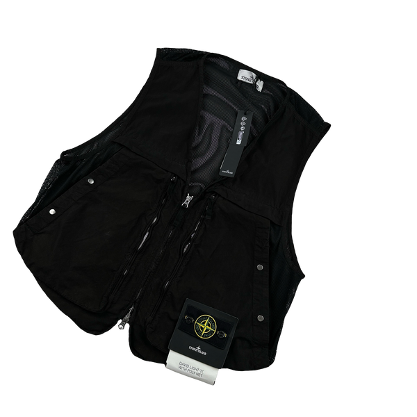 Stone Island 2024 Black David Light-TC Poly Net Gilet - Large