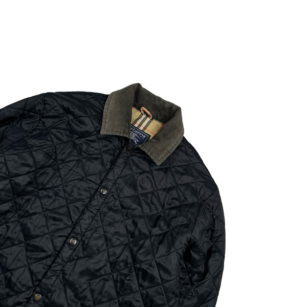 Burberry Nova Check Lined Black Quilted Padded Jacket - Large