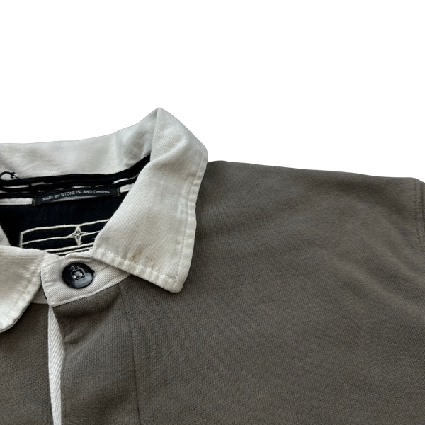 Stone Island Denims 2007 Brown Longsleeve Thick Cotton Polo Top - XL