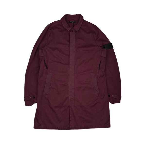 Stone Island 2012 Burgundy Cotton Resin Coated Shadow Project Trench - XXL