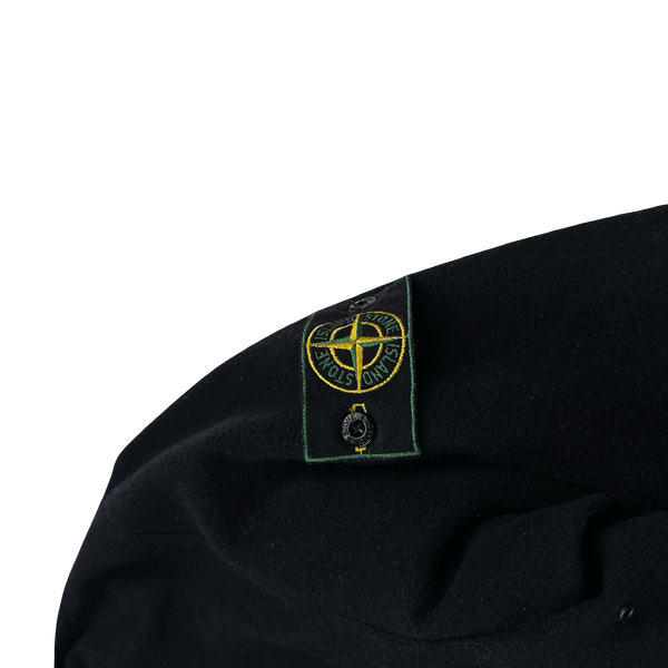 Stone Island 1998 Navy Green Edge Wool Long Parka Jacket - Large